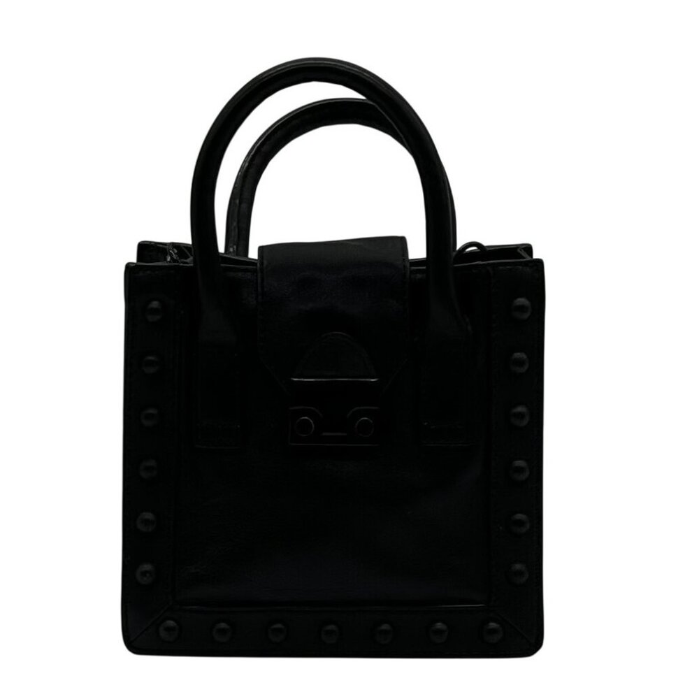 Loeffler Randall Black Leather Studded Junior Work Tote Bag